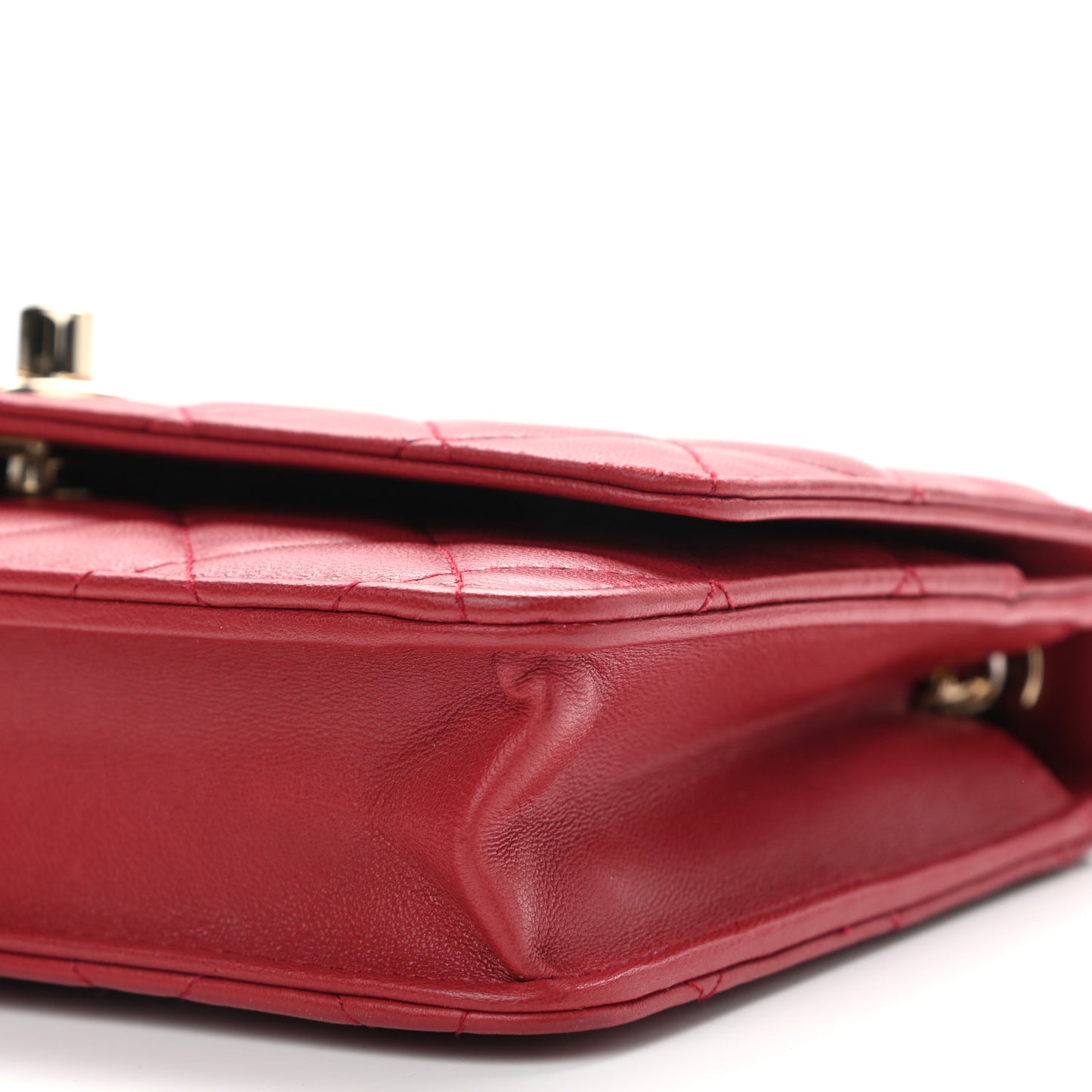Lambskin Quilted Trendy CC Wallet On Chain WOC Red