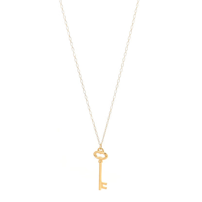 Tiffany 18K Yellow Gold Oval Key Pendant Link Necklace 1 of 6