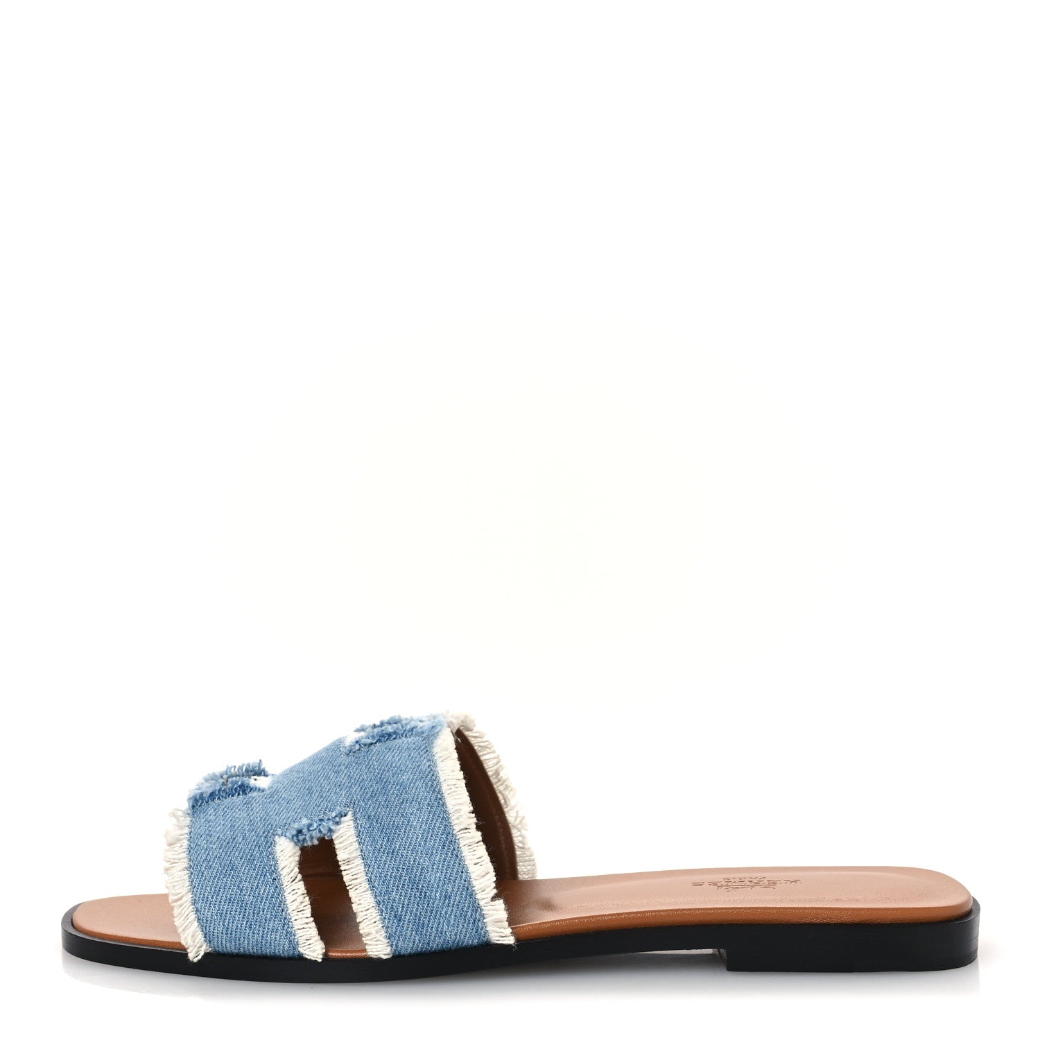 Hermes Denim Oran Fringe Sandals 39 Bleu Clair 1 of 11
