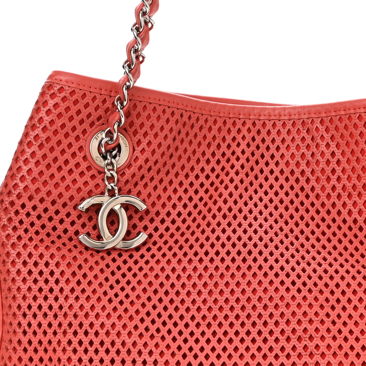 Calfskin Perforated Up In The Air North South Tote Red