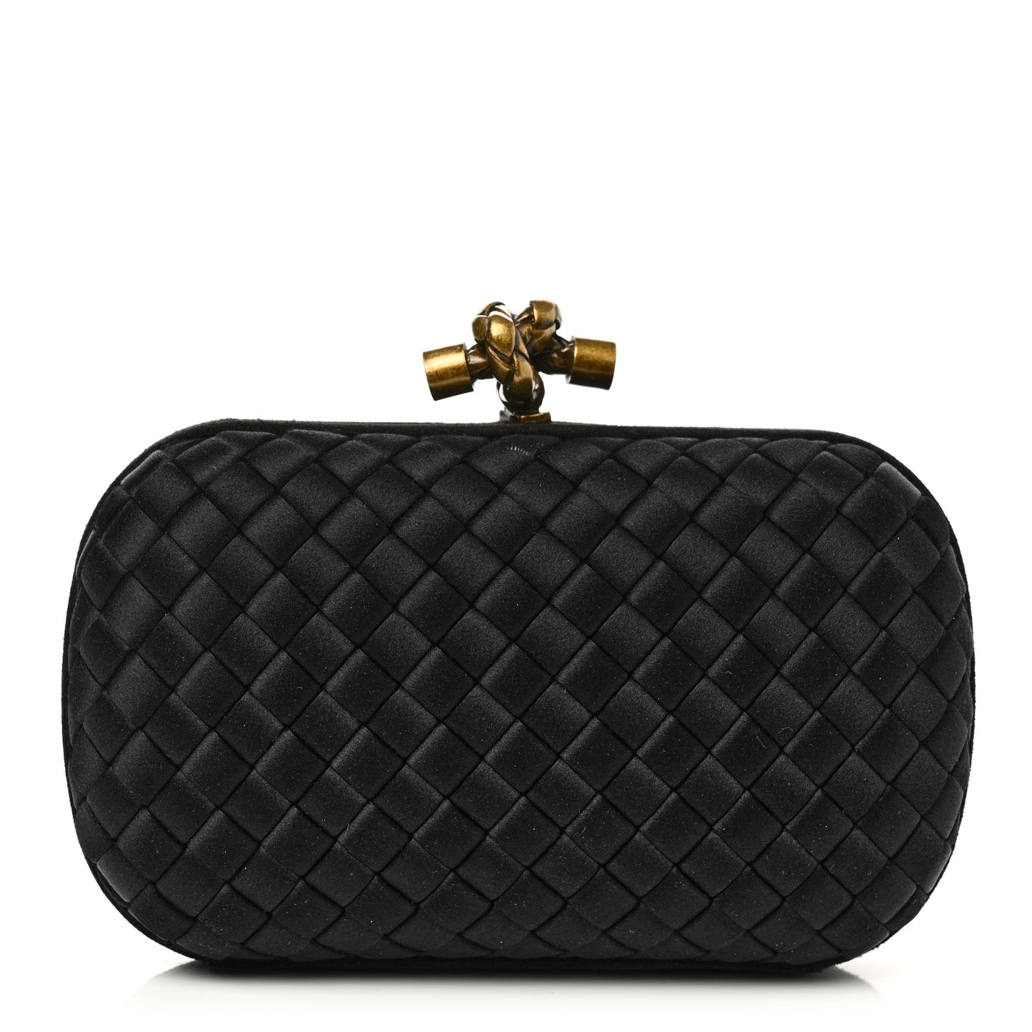 Satin Intreccio Impero Knot Clutch Black