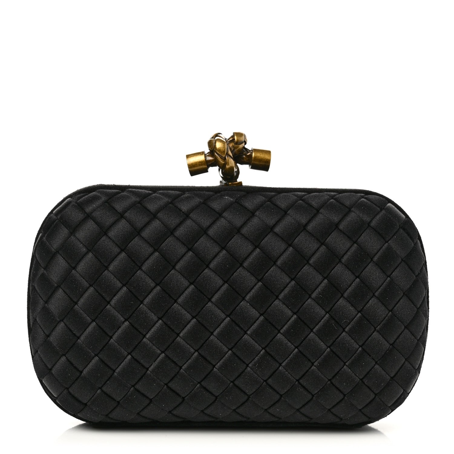 Bottega Veneta Satin Intreccio Impero Knot Clutch Black 1 of 8