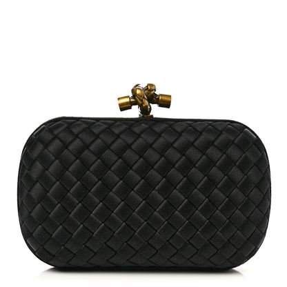 Bottega Veneta Satin Intreccio Impero Knot Clutch Black 1 of 8