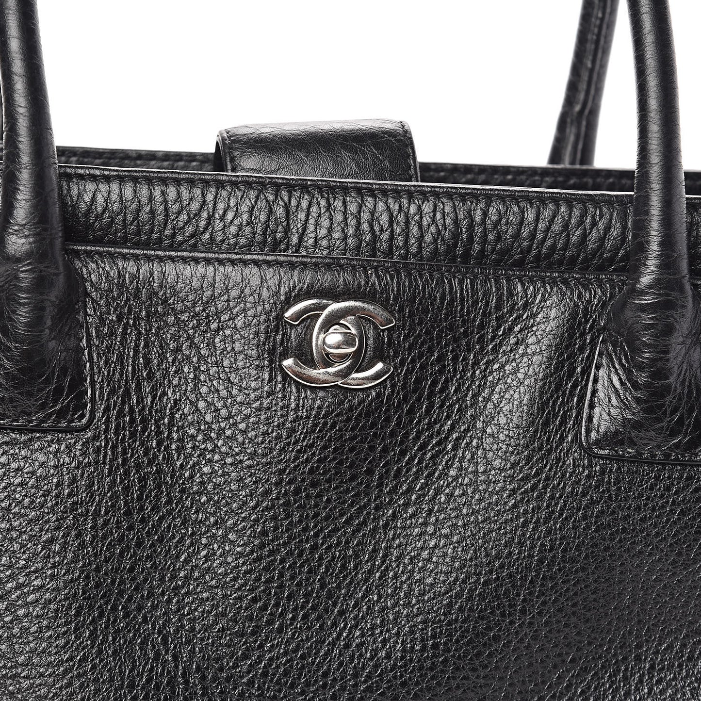 Calfskin Cerf Executive Shopper Tote Black