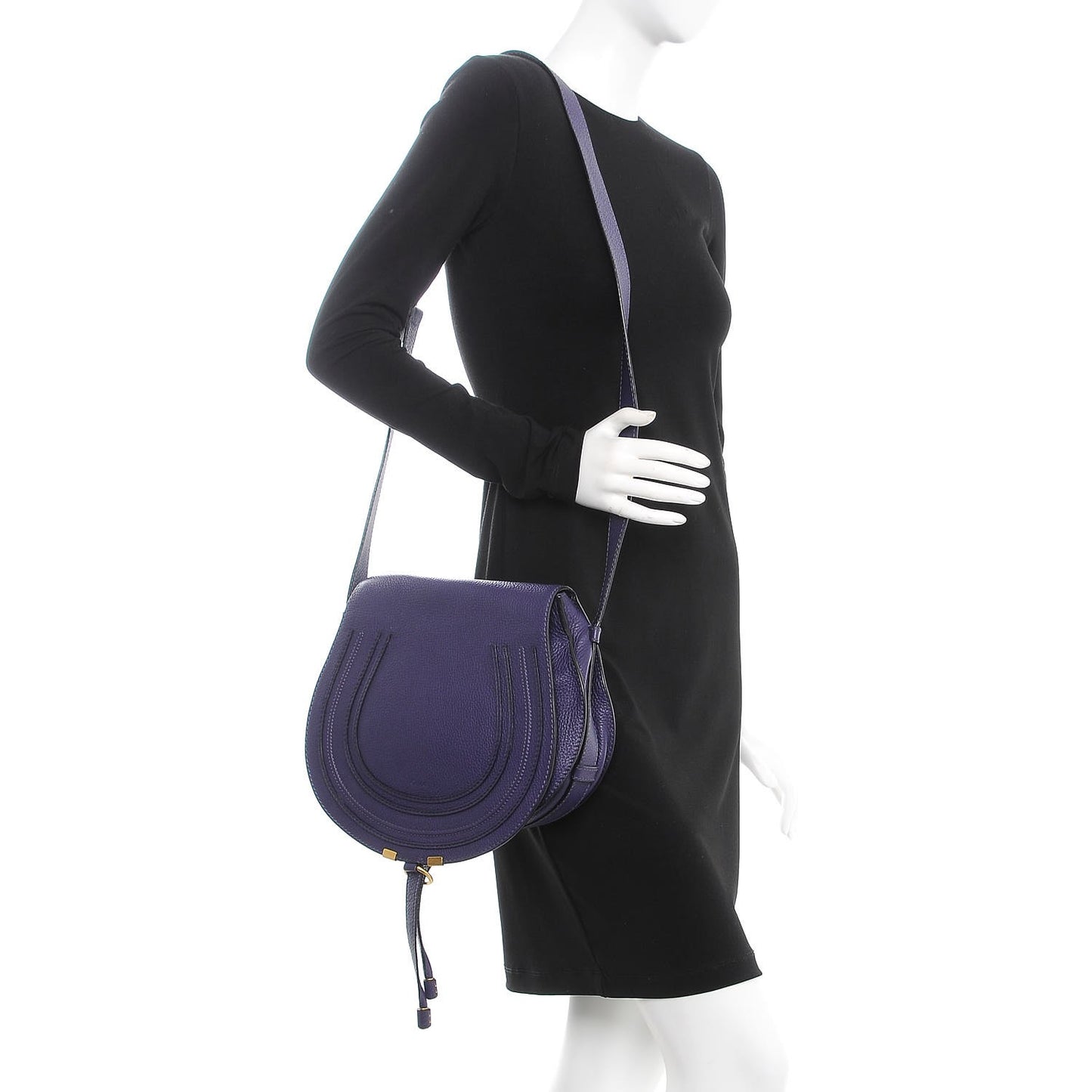 Grained Calfskin Medium Marcie Saddle Bag Storm Blue