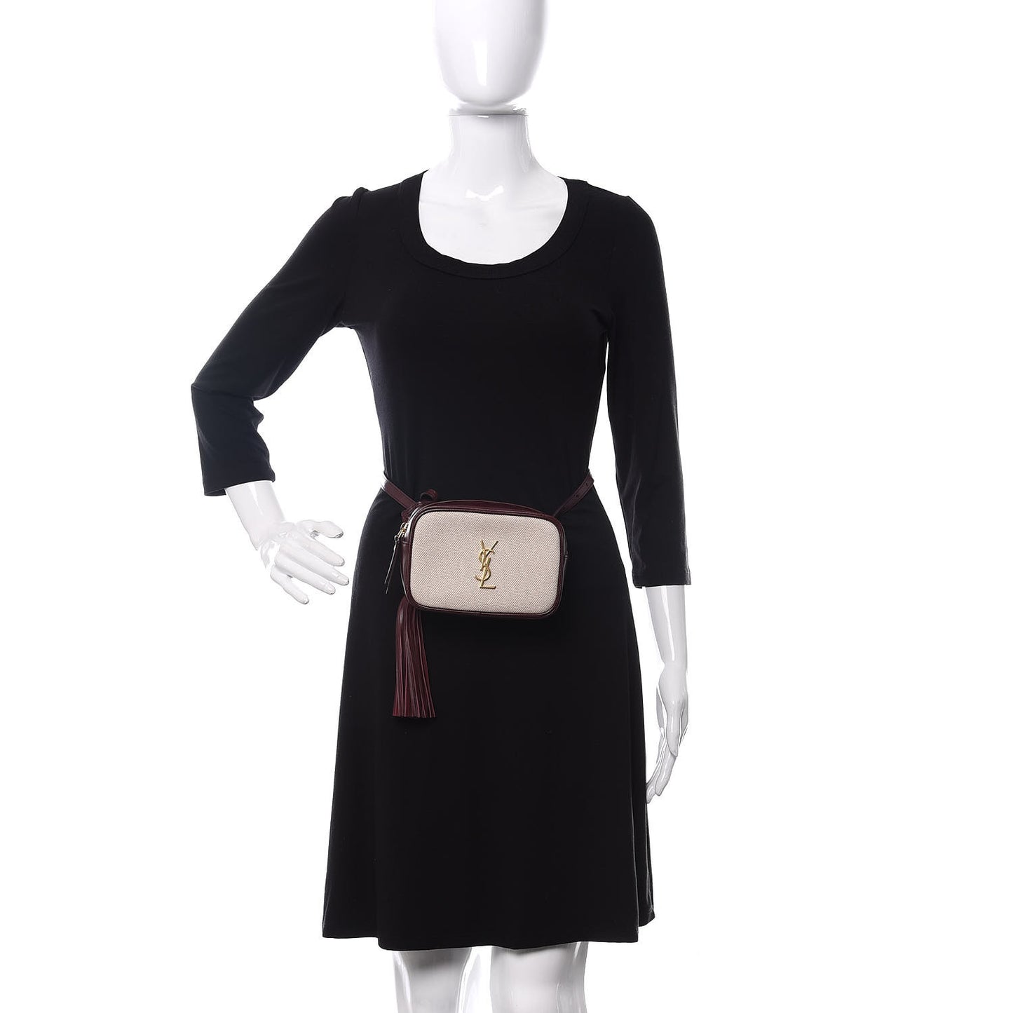 Calfskin Canvas Monogram Lou Belt Bag Natural Dark Legion Red