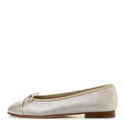 Chanel Metallic Goatskin Cap Toe CC Ballerina Flats 39.5 Gold 1 of 10