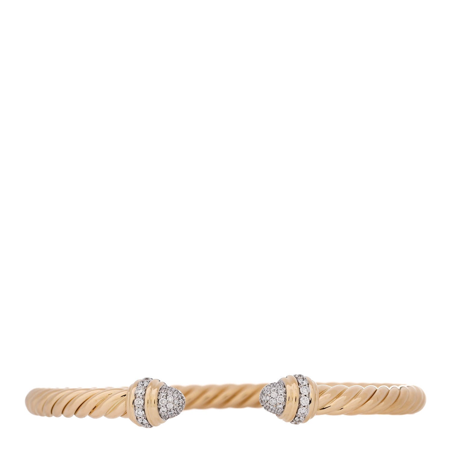 David Yurman 18K Yellow Gold Pave Diamond 5mm Cable Bracelet 1 of 3