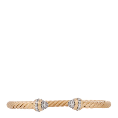 David Yurman 18K Yellow Gold Pave Diamond 5mm Cable Bracelet 1 of 3