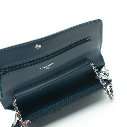 Chanel Caviar Timeless CC Wallet On Chain WOC Blue 10 of 11