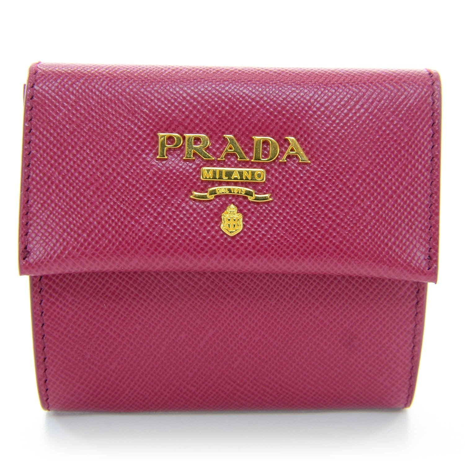 Prada Saffiano Metal Coin Purse Ibisco 1 of 8