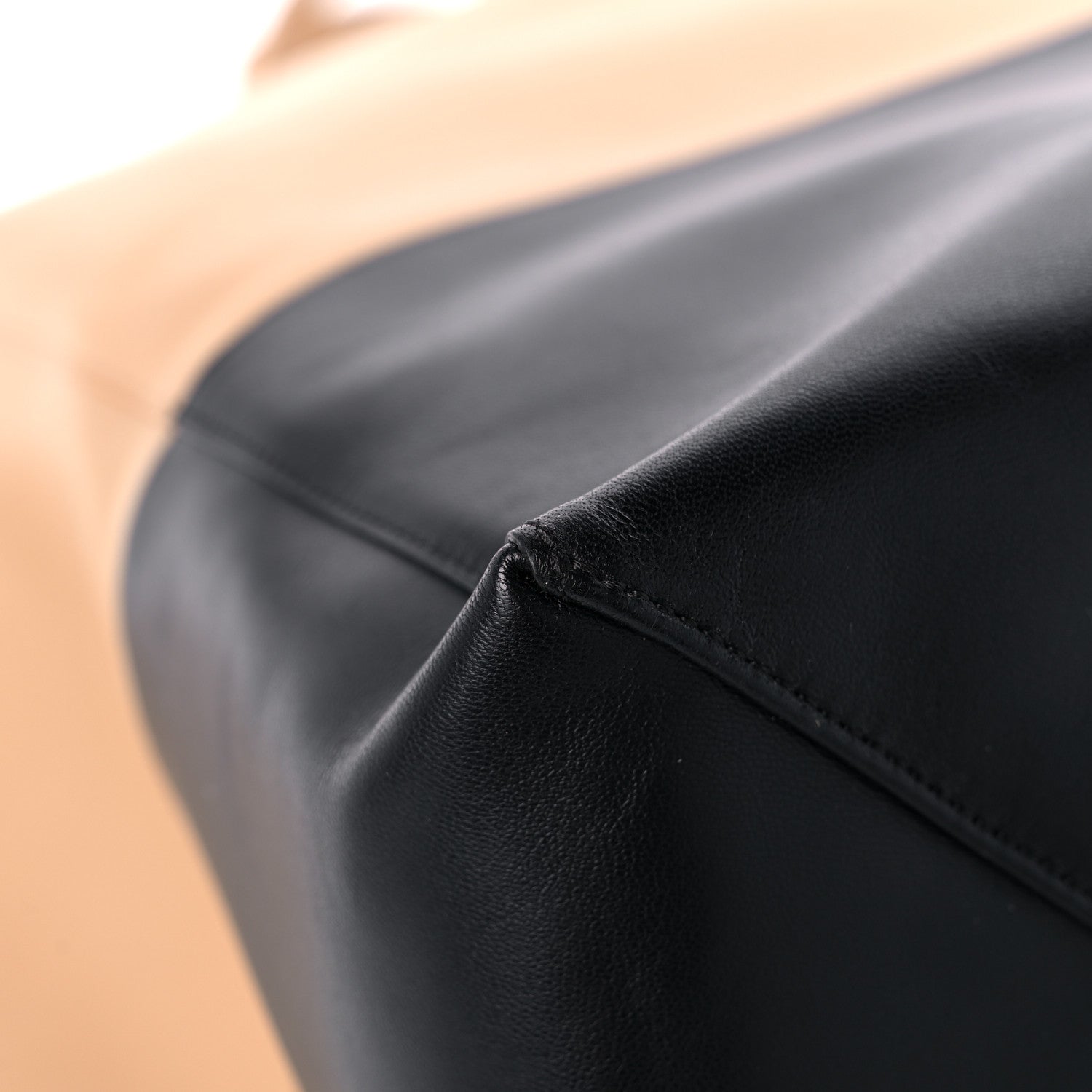 Celine Lambskin Horizontal Bi-Cabas Nude Black 7 of 12