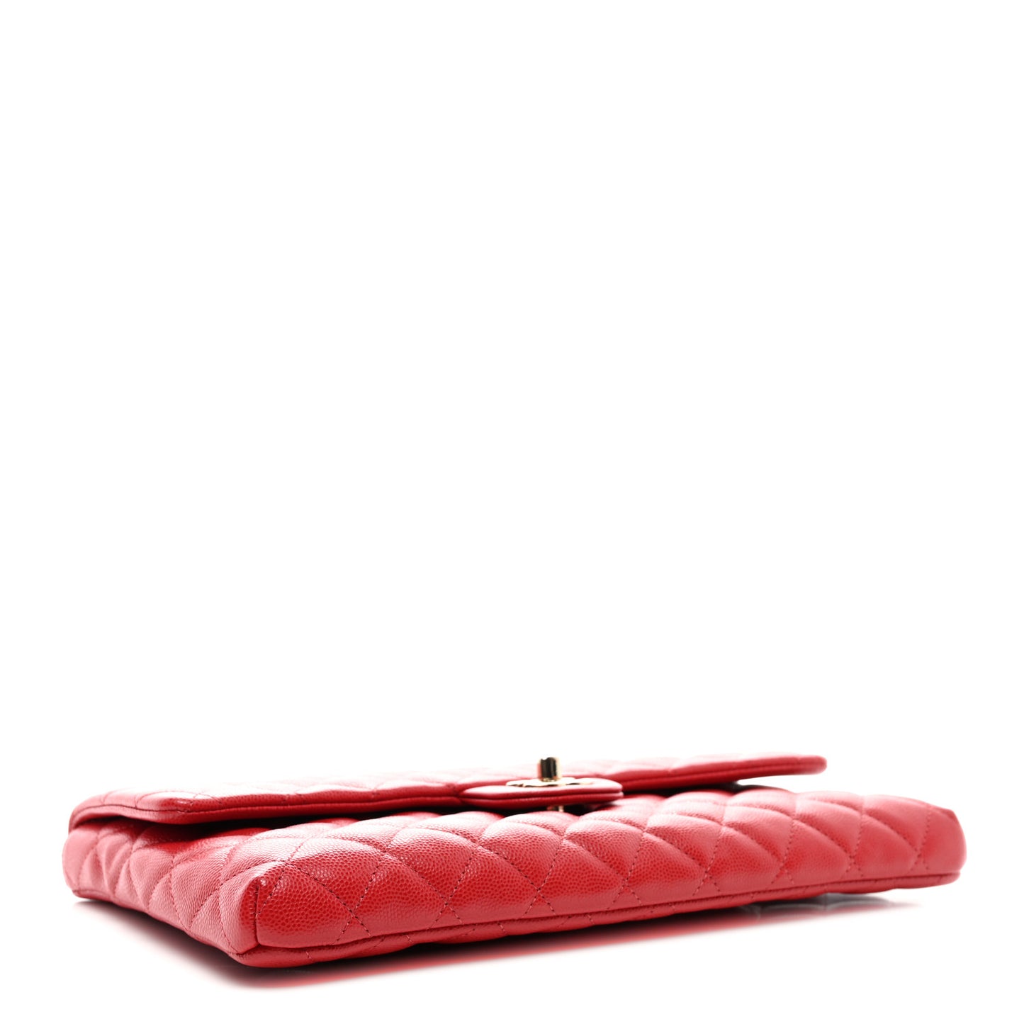 Caviar Quilted Flap Clutch Red