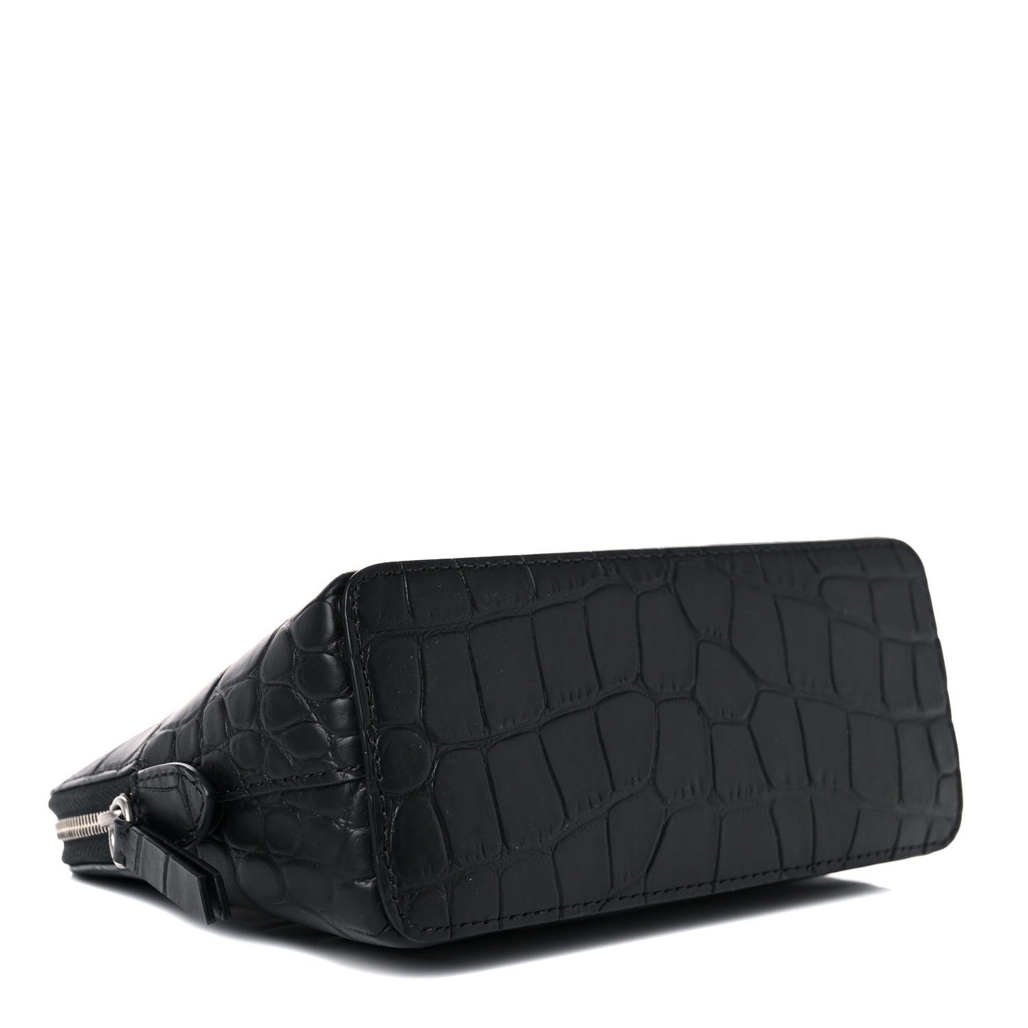 Crocodile Embossed Calfskin Cosmetic Pouch Black