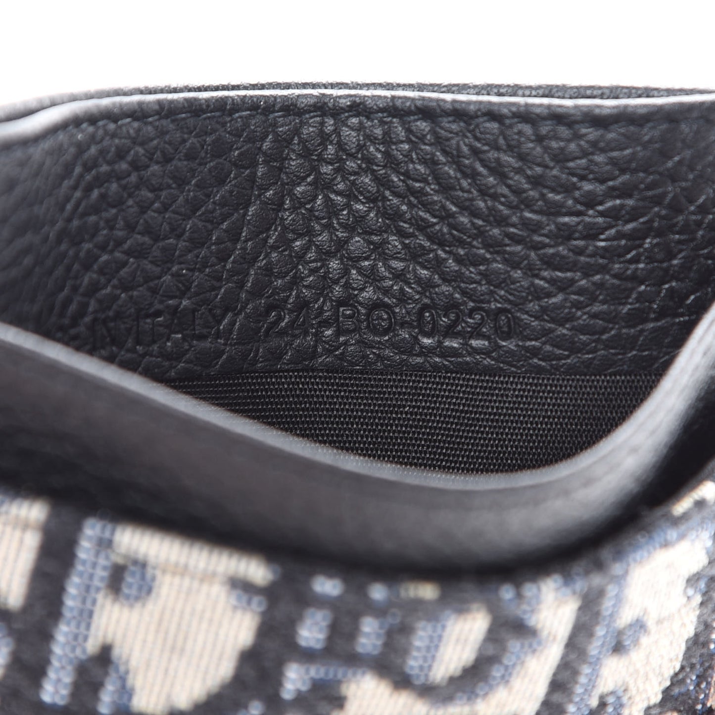 Grained Calfskin Oblique Card Holder Black