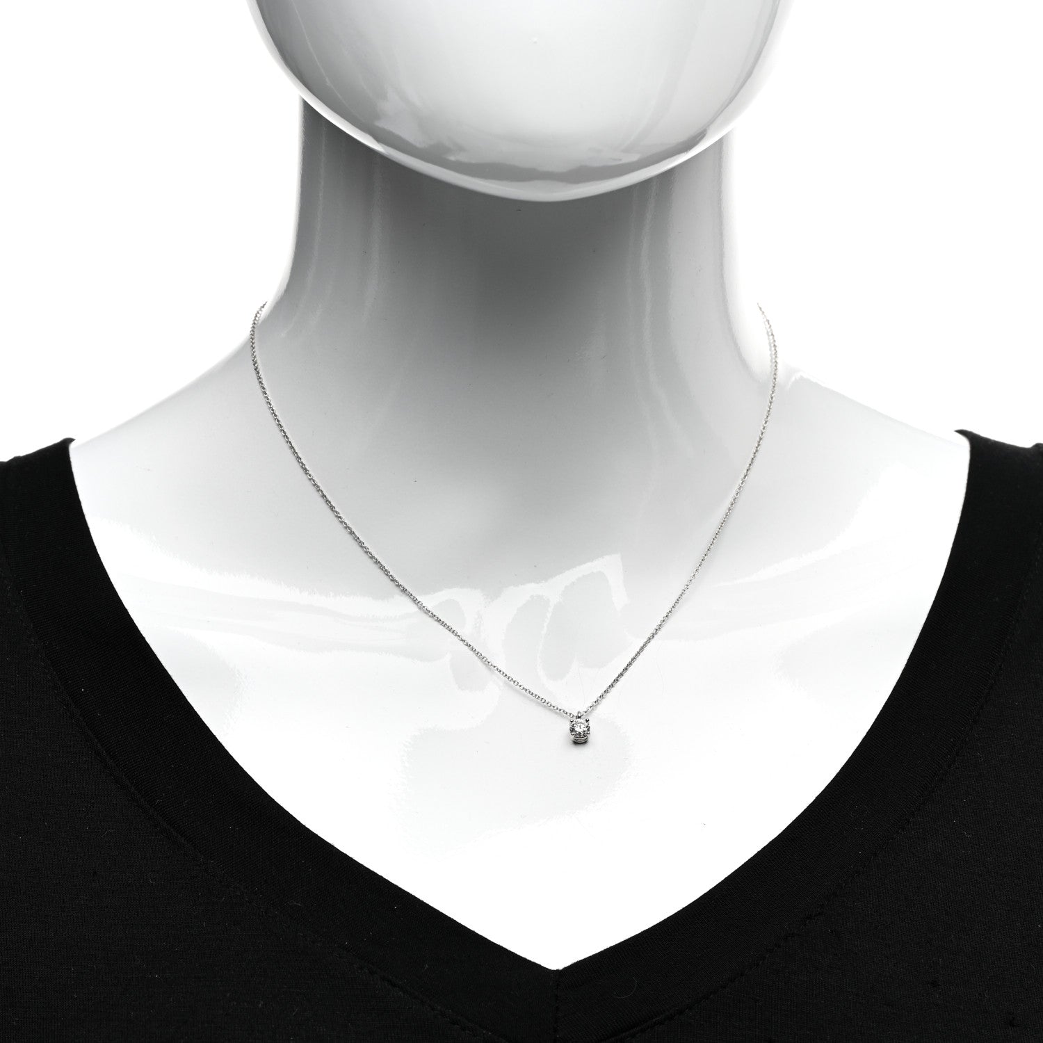 Tiffany Platinum Diamond .30ct Solitaire Pendant Necklace 2 of 5