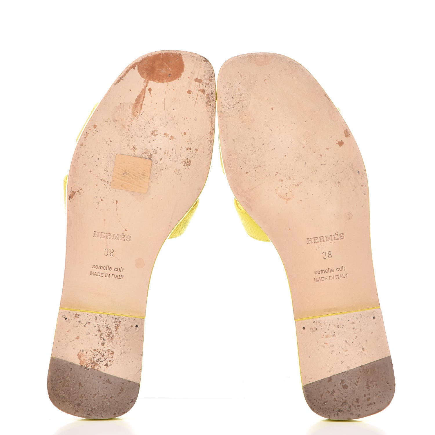 Hermes Epsom Oran Sandals 38 Jaune Pollen 7 of 14