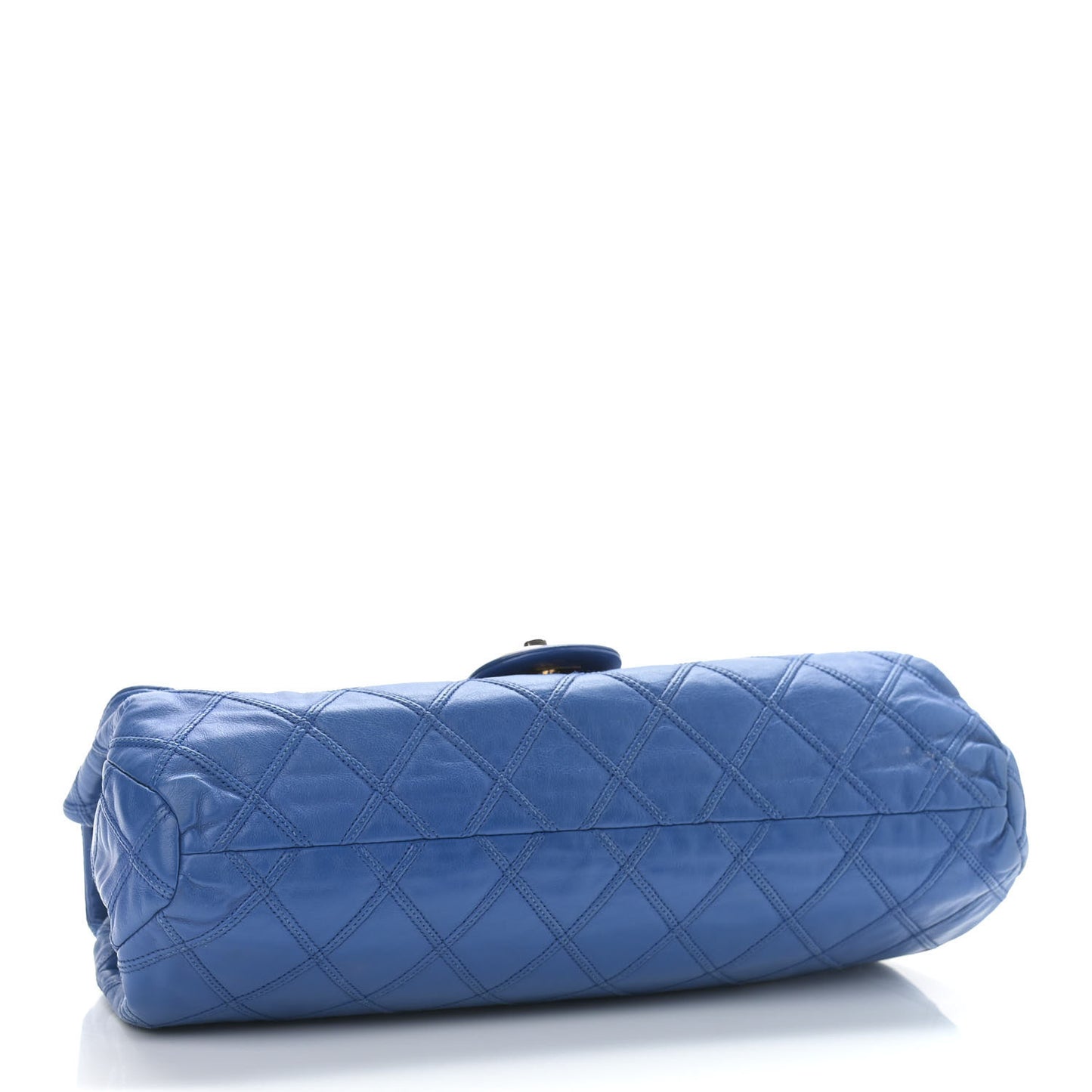 Calfskin Stitched Thin City Flap Blue