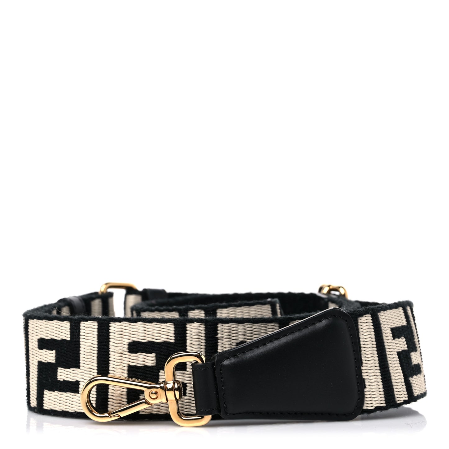 Jacquard Ribbon Vitello King FF Bi-Color Intreccio Adjustable Strap You Black White