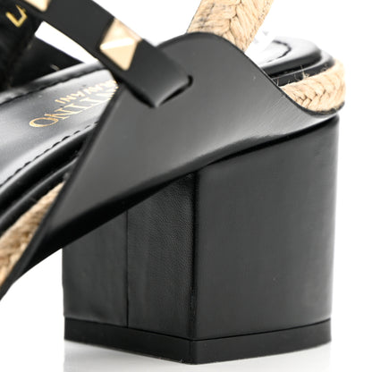 Valentino Garavani Calfskin Rockstud Ankle Strap Espadrille 10/60mm Sandals 38 Black 10 of 12