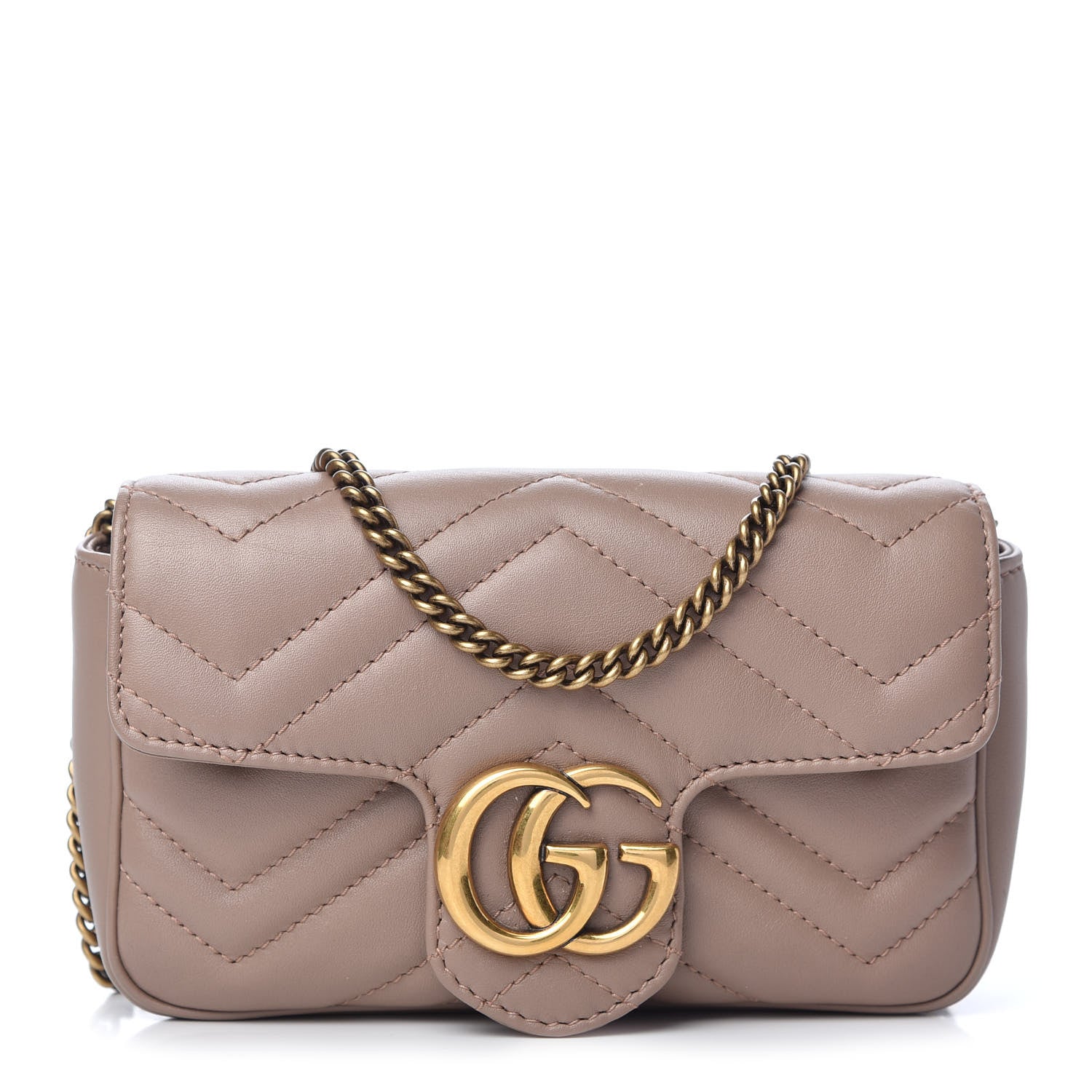 Gucci Calfskin Matelasse Super Mini GG Marmont Shoulder Bag Porcelain Rose 1 of 10