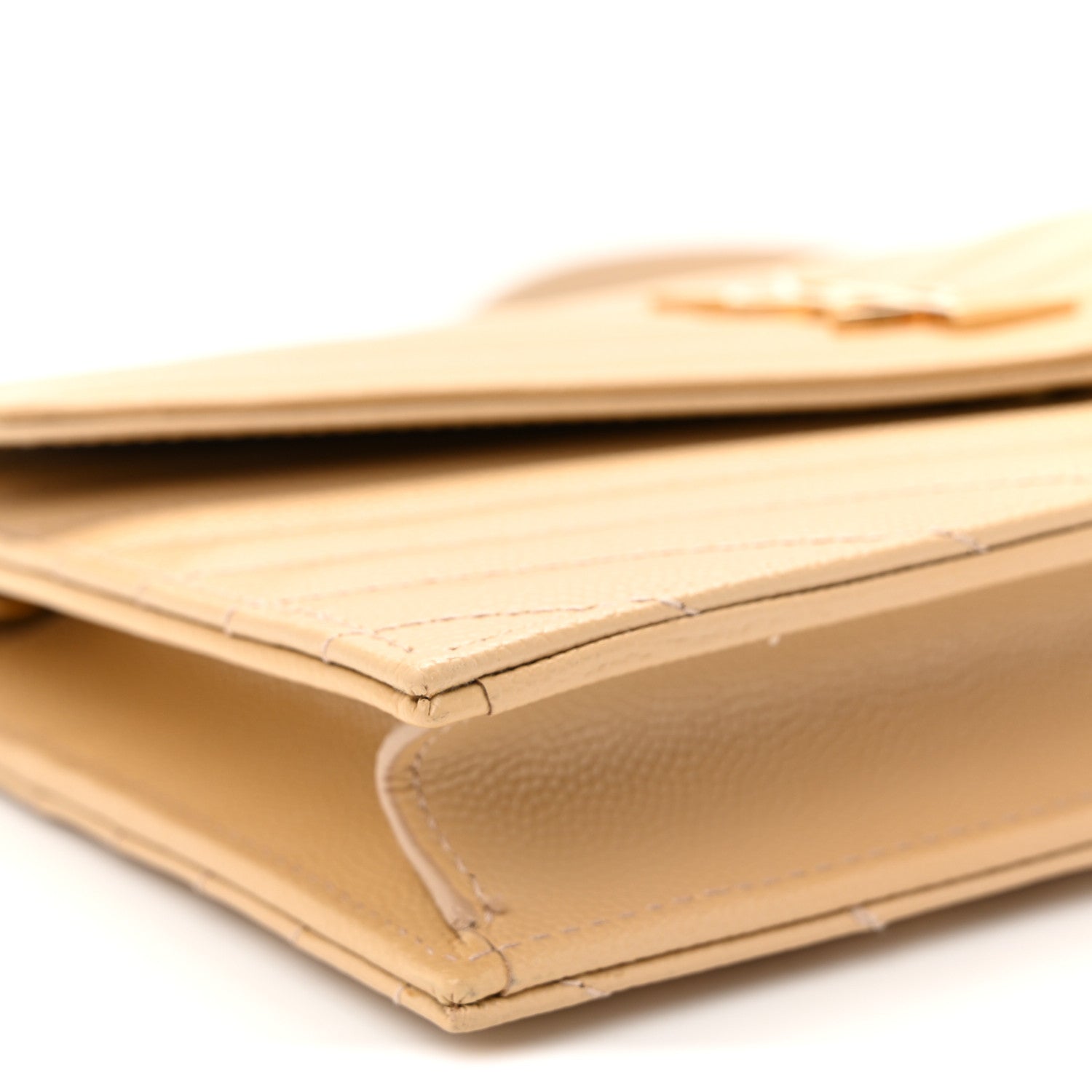 Saint Laurent Grain De Poudre Matelasse Chevron Monogram Envelope Chain Wallet Nude Powder 9 of 10