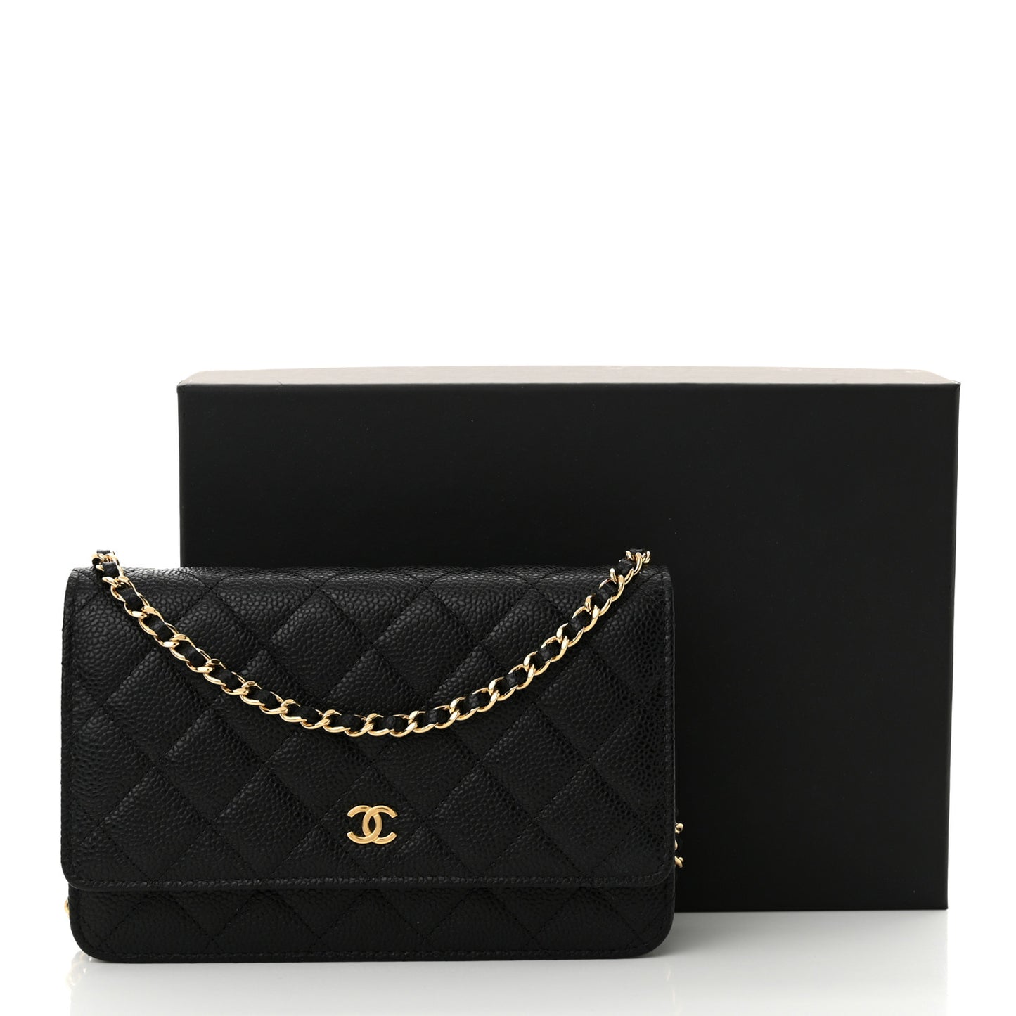 Caviar Quilted Wallet On Chain WOC Black
