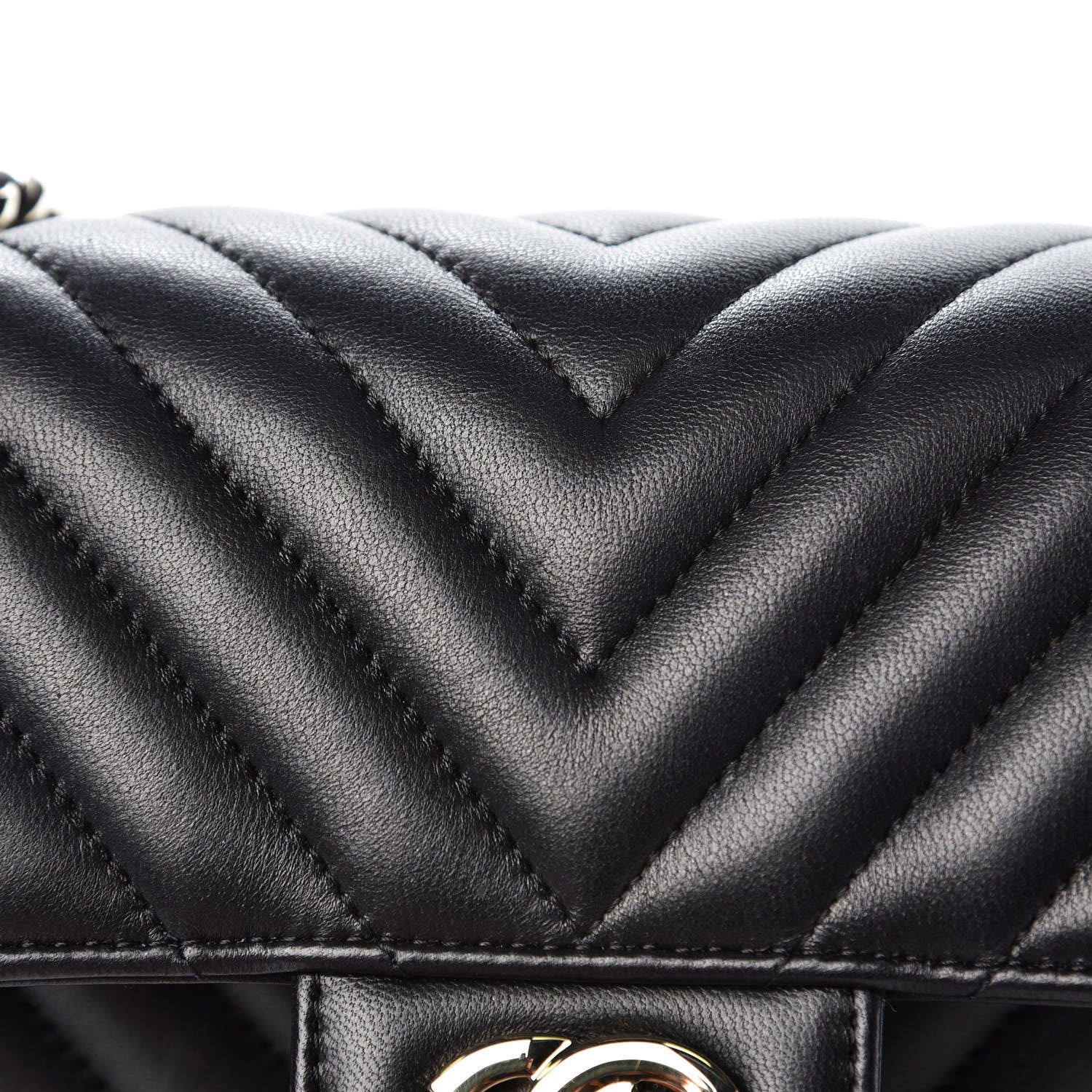 Chanel Lambskin Chevron Quilted Mini Rectangular Flap Black 10 of 13