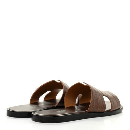 Hermes Matte Niloticus Crocodile Mens Izmir Sandals 42 Cacao 4 of 7
