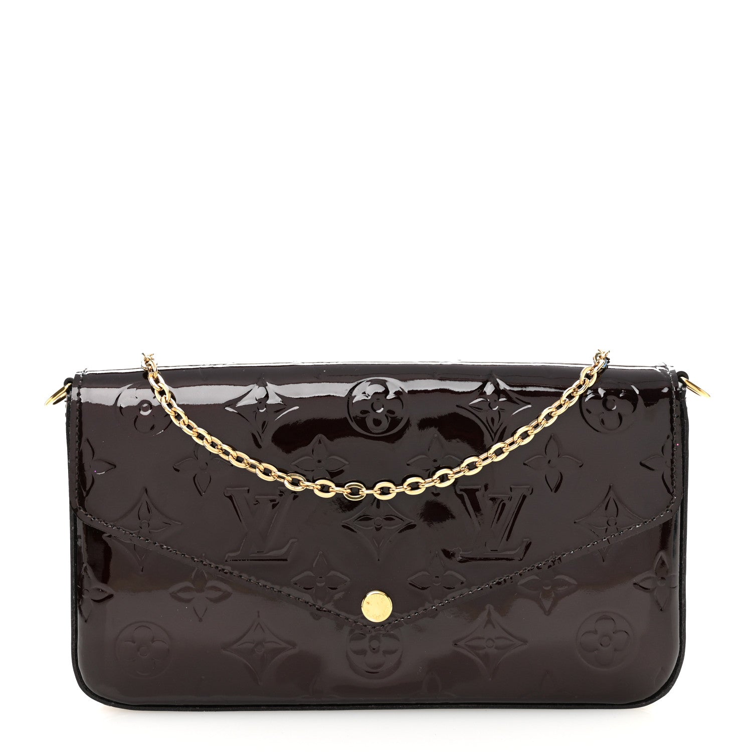 Louis Vuitton Vernis Pochette Felicie Chain Wallet Amarante 1 of 11