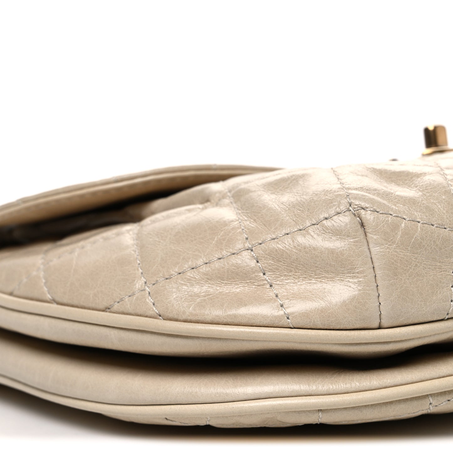 Glazed Calfskin Quilted Medium Bubble CC Flap Beige