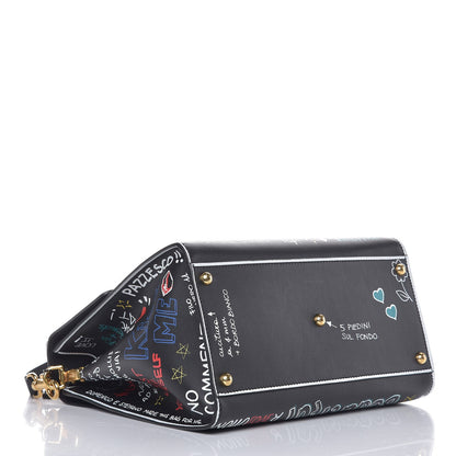 Dolce & Gabbana Calfskin Welcome Graffiti Printed Satchel Black 4 of 8
