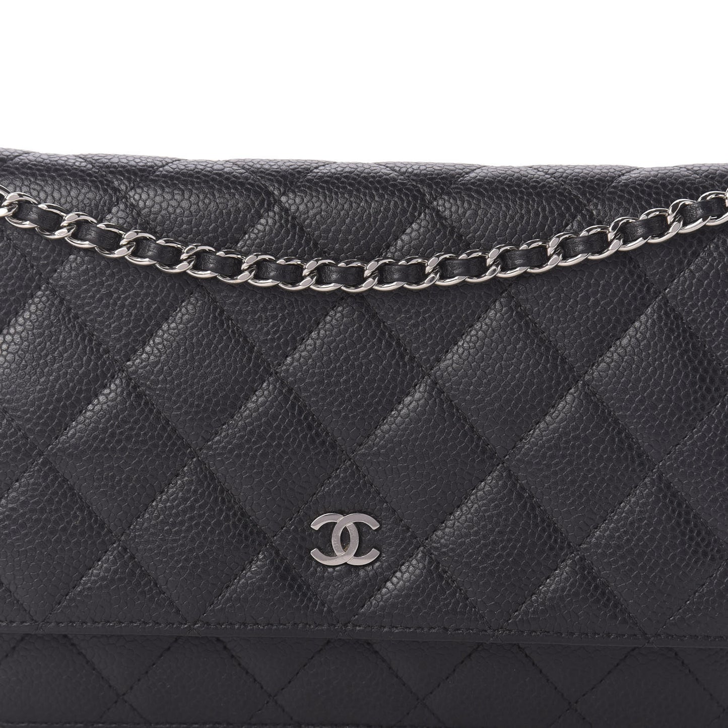 Caviar Quilted Wallet On Chain WOC Black