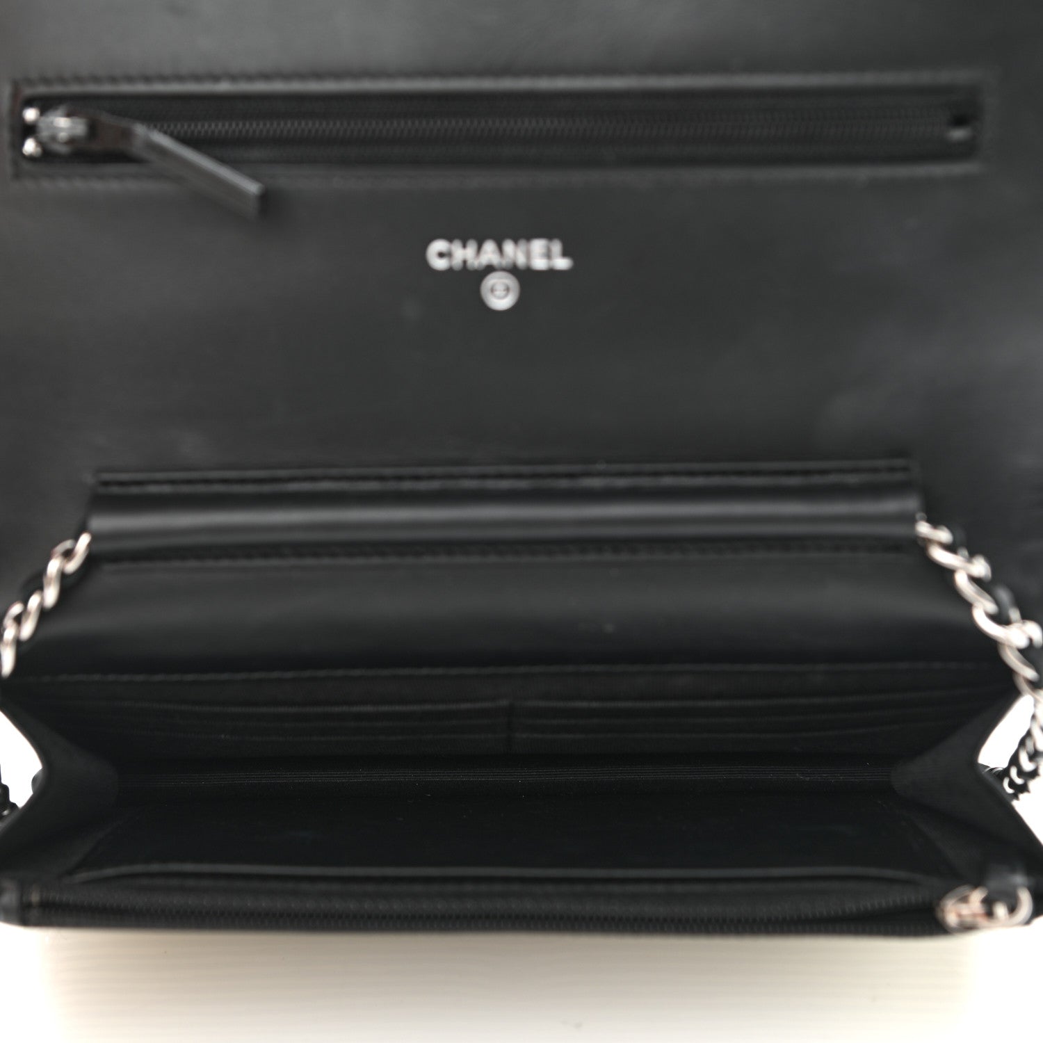 Chanel Patent Striped Wallet On Chain WOC Black 4 of 11