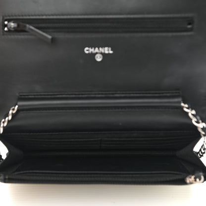 Chanel Patent Striped Wallet On Chain WOC Black 4 of 11