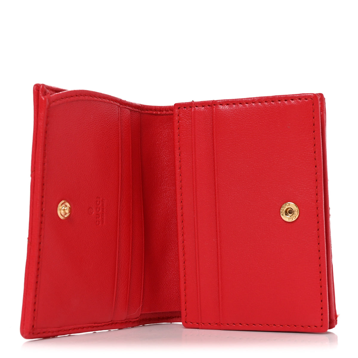 Gucci Calfskin Matelasse GG Marmont Card Case Wallet Bright Red 5 of 8