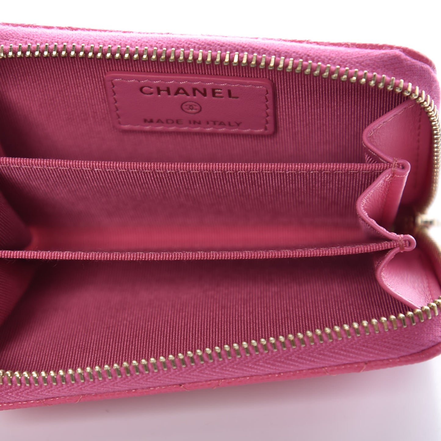 Caviar Quilted Zip Coin Purse Pink