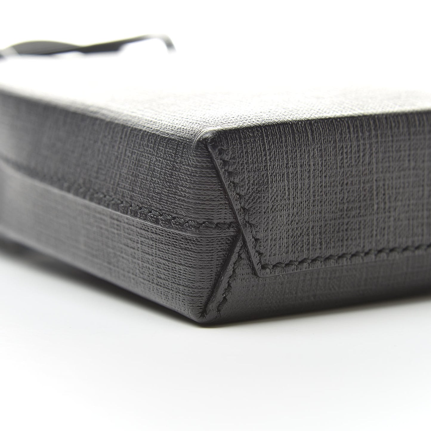Squared Calfskin Logo Shopping Phone Holder Bag Black
