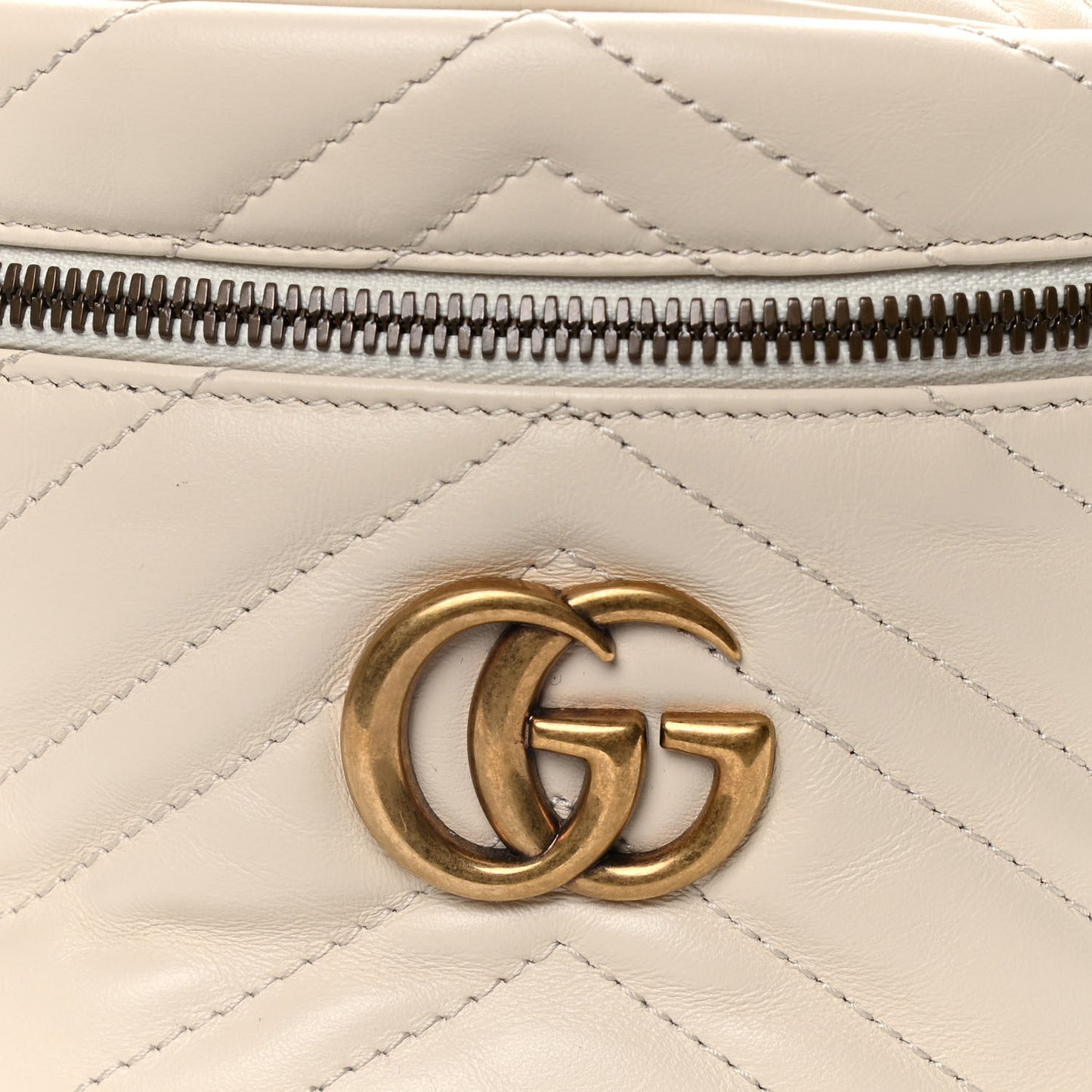 Calfskin Matelasse Mini GG Marmont Round Backpack White