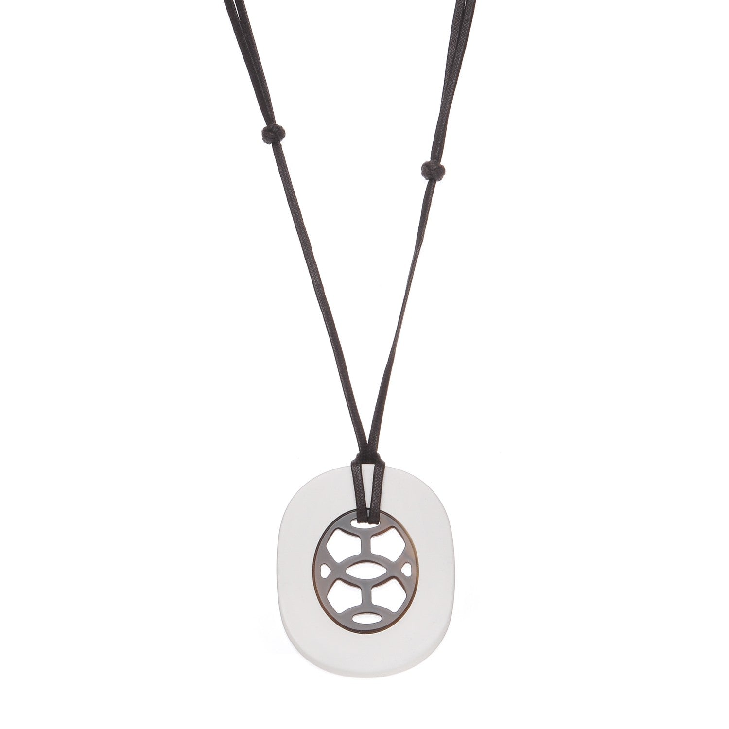 Hermes Buffalo Horn Lacquer Lift Necklace PM Pannacotta 1 of 7