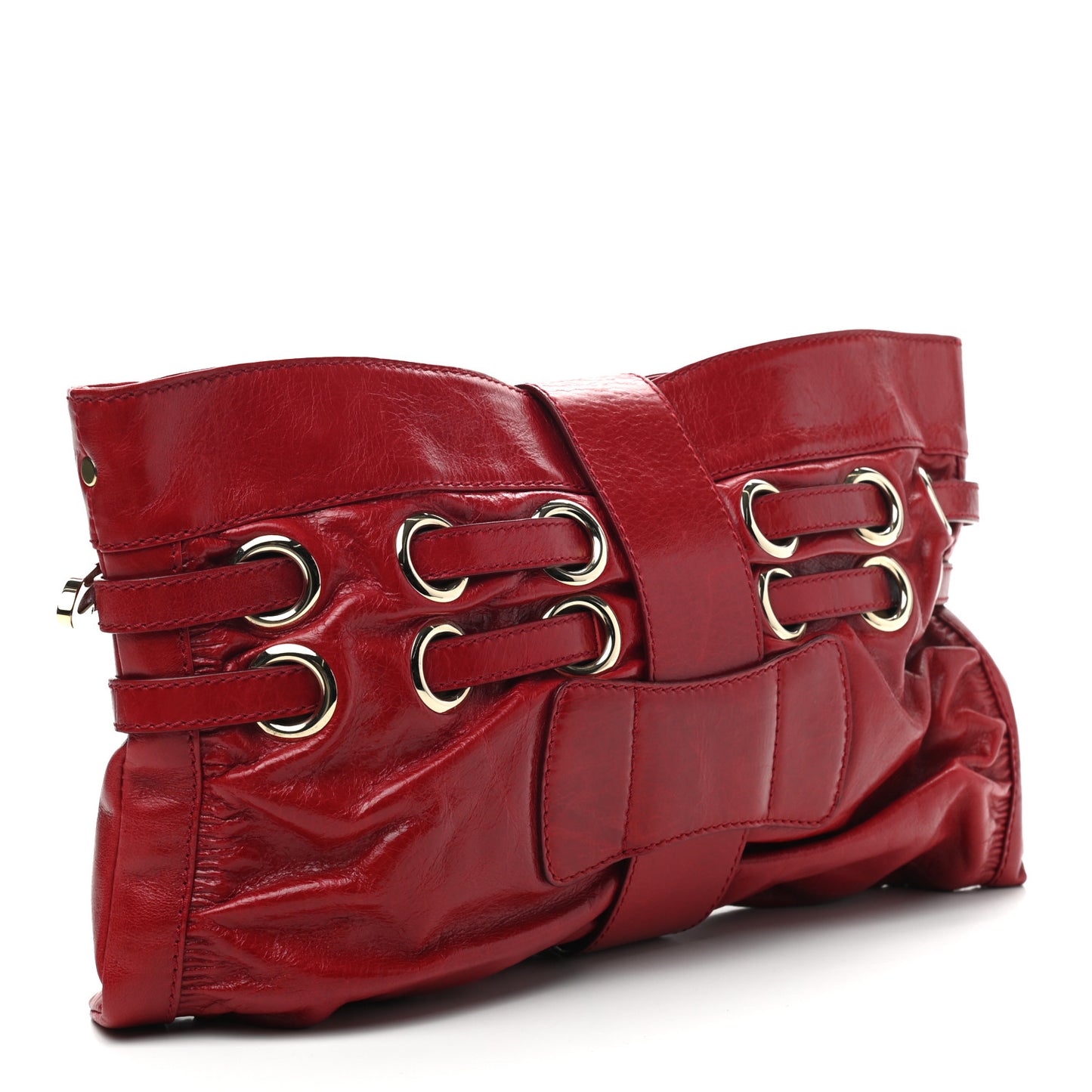 Calfskin Convertible Rio Oversized Clutch Red
