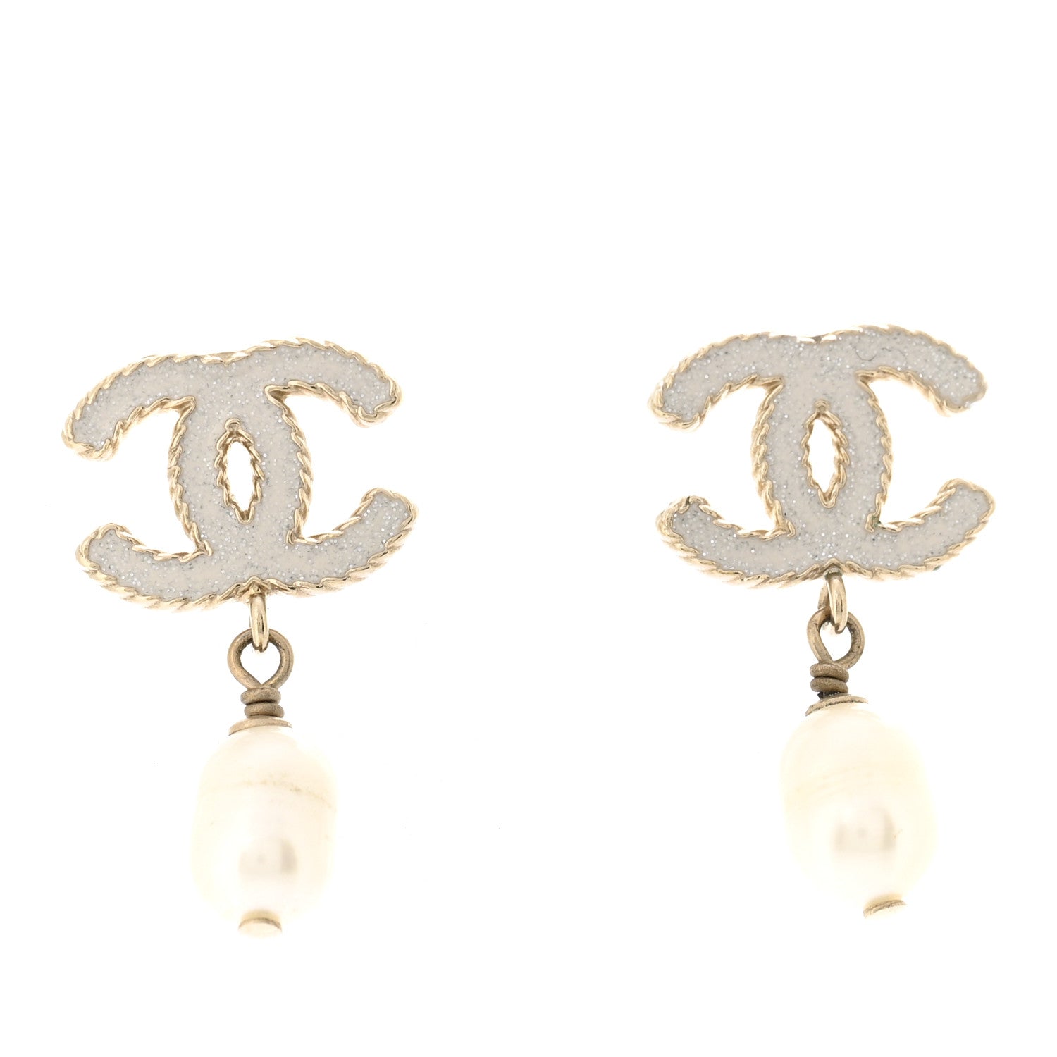Chanel Enamel Pearl Pearl CC Drop Earrings Beige 1 of 5