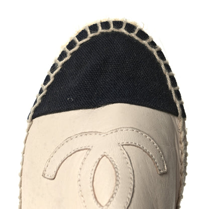 Chanel Calfskin Grosgrain CC Espadrilles 40 Ivory Black 9 of 10