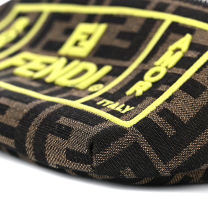 Fendi Fabric Jacquard FF 1974 Logo Threaded Edge Kids Belt Bag Tobacco Giallo Fluo 5 of 14