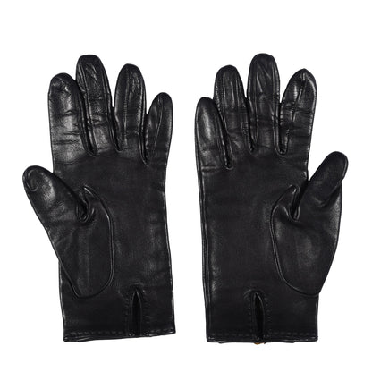 Hermes Lambskin Soya Kelly Lock Gloves 6.5 Black 4 of 5