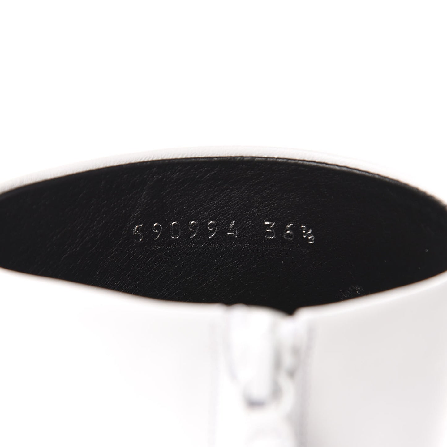 Shiny Sheepskin 20mm Oval Booties 36.5 White Black