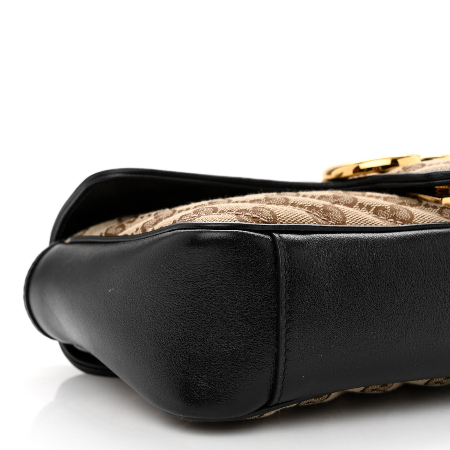Gucci Monogram Matelasse Diagonal Small GG Marmont Shoulder Bag Beige Black 9 of 10