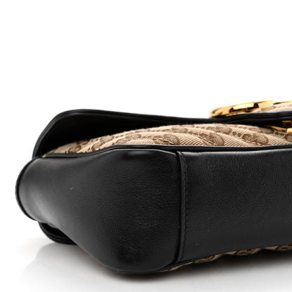 Gucci Monogram Matelasse Diagonal Small GG Marmont Shoulder Bag Beige Black 9 of 10