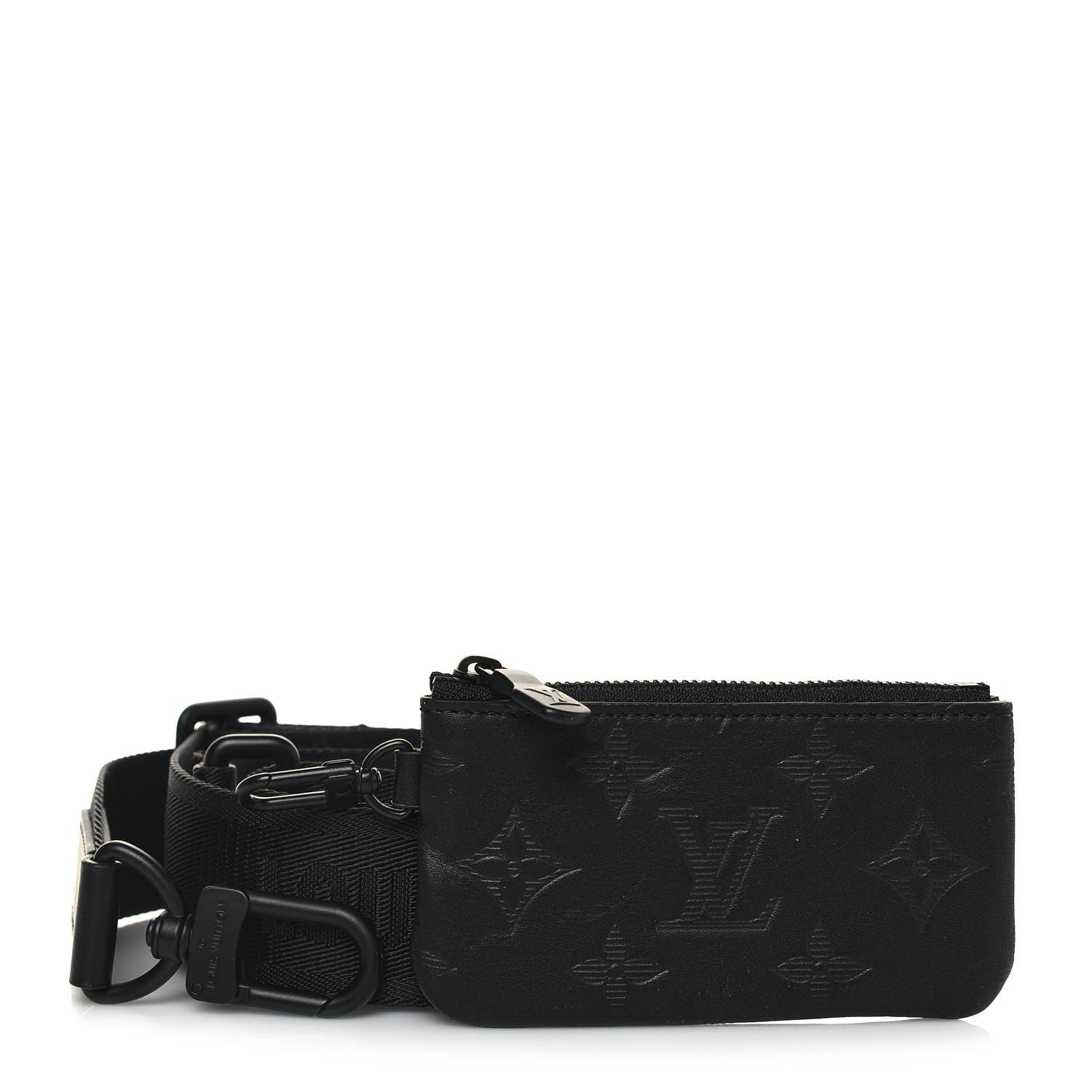 Louis Vuitton Nylon Calfskin Monogram Shadow Duo Messenger Shoulder Strap Black 1 of 5