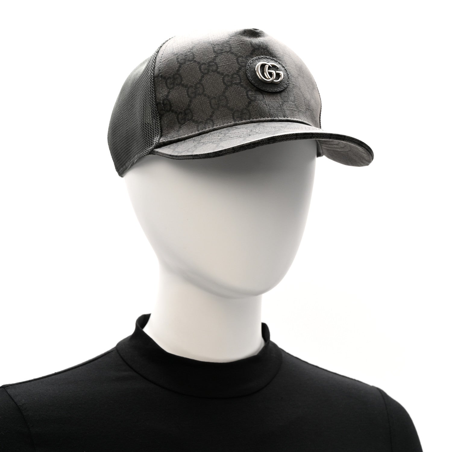 Gucci GG Supreme Monogram Baseball Hat XL Grey Black Graphite Grey